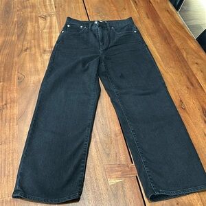 Madewell black slim wide leg crop jeans